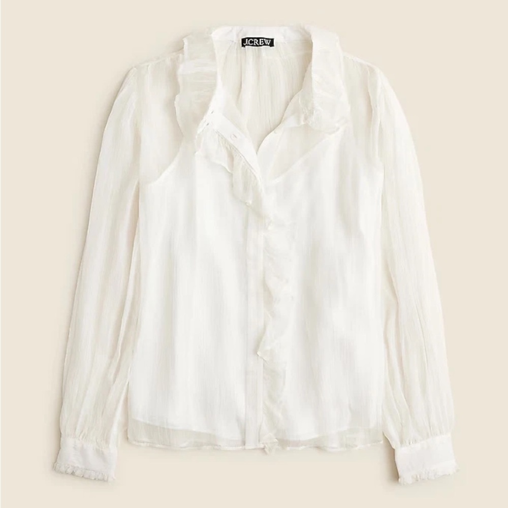 J.crew Ruffle button-up shirt in crinkle chiffon